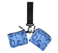 Romantic Retro Roses for Blue Valentine Women's Card Cases Change Holder Cute Fashion Zipper Wallet Coin Bag with Zipper Pocket for Women 2 Packs, Romantic retro roses for blue Valentine, One Size