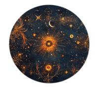 Romantic Retro Style Round Area Rug Mysterious Astrological Cosmos Pattern Rugs Indoor Outdoor 120cm Area Rugs Washable Soft Non Slip Thin Carpet Home Decor
