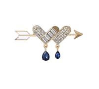 Romantic Rhinestone Heart Brooch For Women Unisex Pearl Love Pins Banquet Accessory,A