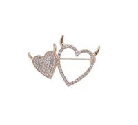 Romantic Rhinestone Heart Brooch For Women Unisex Pearl Love Pins Banquet Accessory,V
