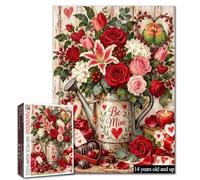 Romantic Rose Bouquet 1000 Piece Jigsaw Puzzle for Adults Valentine Art | Love Birds Heartfelt Artwork Sweetheart Keepsake Cozy Leisure Activity Present for Couples and Flower Fans 19.7" x 27.6"