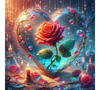 Romantic Rose Candle Jigsaw Puzzle 35 Pieces 30x30cm/12x12inch, Difficult jigsaw puzzles for Adults 35, Beautiful Art work, Great Festive Puzzle Gift for Men/Women