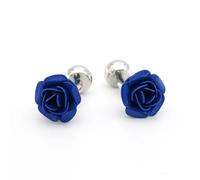 Romantic Rose Flower Cufflinks for Men, French Button Design for Business Shirts & Personalized Formal Gifts(Blu)