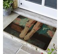 Romantic Rose Flower Doormat, Country Style Door Mat for Spring Decoration, Outdoor and Indoor, Waterproof, Non-Slip, Easy to Clean, Dust Absorbing Pattern