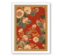 Romantic Rose Garden Botanical Framed Wall Art Print A1 (84.1×59.4cm) White, Wall Decor for Living Room, Bedroom, Office & Home, Ready to Hang, Art Gift