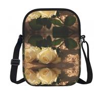Romantic Roses Crossbody Bag With Print,Lightweight 600d Oxford-Fabric,Water-Resistant Scratch-Resistant, Zipper Closure+Turn-Lock Flap