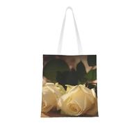 Romantic Roses Fashion Canvas Tote Bag With All Over Print Design, Large Reusable Shopper Tote With Double Handles,Beach Tote, Weekend Bag