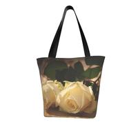 Romantic Roses Fashion Canvas Tote Bag With All Over Print Design,Large Reusable Shopper Tote With Double Handles,Beach Tote, Weekend Bag