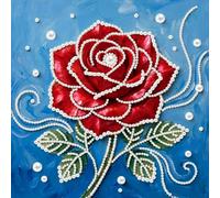 Romantic Roses Frameless Pearl Art Painting Kit for Adults, DIY Diamond Art Self-Adhesive Canvas, 25x25cm Design on 30x30cm Canvas, Wall Decor Gift for Beginners Home Decor