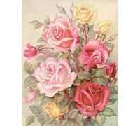 Romantic Roses - Screen Printed Tapestry Canvas 40cm by 50cm