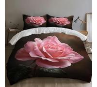 Romantic Roses Single Duvet Cover Set Flowers and Plants Bedding Set 3D Print Soft Microfiber Quilt Covers 135x200 cm with Zipper Closure and 2 Pillowcases 50x75 cm for Teens L.4670