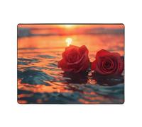 Romantic Roses Sunset Ocean Area Rugs for Living Room Decor - Soft Throw Washable Rugs for Bedroom, 63x48 Inch Indoor Carpet for Bedroom Living Room
