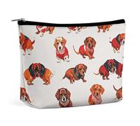 Romantic Sausage Dog Makeup Bag for Women Portable Cosmetic Waterproof Pouch Aesthetic Handheld Travel Work