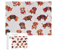 Romantic Sausage Dog Puzzle for Adults Wooden Jigsaw Puzzle for Mother's Day Premium Puzzle with Unique Art Design Challenging Brain Teaser Birthday Gift for All Ages 500 PCS