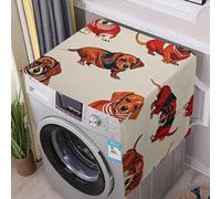 Romantic Sausage Dog Washer And Dryer Cover with Storage Pockets for The Top Load Dustproof Washing Machine Cover Flax Appliance Protector Mat Pad Home Kitchen Laundry Room Accessory 54.5x20.5 In