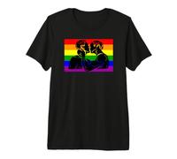 Romantic Silhouette Rainbow Stripes Graphic Premium T-Shirt