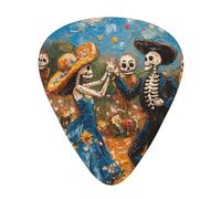Romantic-Skeletons-Marigold 12 Pack Guitar Picks With 3 Thicknesses And Storage Box, Abs Plectrums For Electric Bass Guitar Players