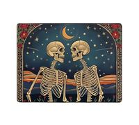 Romantic Skeletons Under Moon Area Rugs for Living Room Decor - Soft Throw Washable Rugs for Bedroom, 63x48 Inch Indoor Carpet for Bedroom Living Room