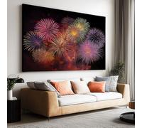 Romantic Sky Fireworks Colourful Stripes Large Framed Canvas Wall Art 120L x 60W cm, Modern Gallery Wrapped Painting Canvas for Lounge & Bedroom - High Quality Prints Ready to Hang