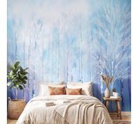 Romantic Snow Forest Mural Wallpaper, Birch Tree Wall Murals for Children Nursery Bedrooms Living Room Wall Mural Art Decor 450 x 315 cm(W x H) Wall Decoration Paper