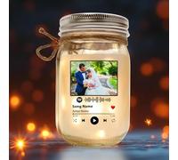 Romantic Spotify Jar Light with Photo - Personalized Gift for Wife Husband Girlfriend Boyfriend - Unique LED Light for Valentine's Day or Christmas