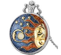 Romantic Starry Black Gold Star Leopard Quartz Necklace Watch Men Women Elegant Retro Pendant Pocket Clock Arabic Numeral Dial,Dwith 80 cm Chain