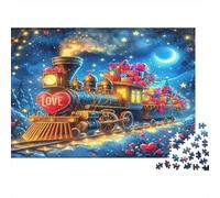 Romantic Steam Train 1000 Piece Jigsaw Puzzle Paper Jigsaw Puzzle for Adults Night Starry Sky Family Relaxation Focus Home Gift 52x38cm/1000pcs