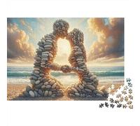 Romantic Stone Couple 1000 Piece Jigsaw Puzzles Stone Couple Heart Shape for Adults Educational Games Beautiful Decoration Difficult Challenging Male And Female Birthday 38x26cm/1000pcs Gifts