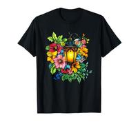 Romantic Street Lantern Surrounded by Garden Flowers T-Shirt