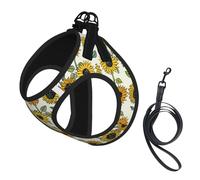 Romantic Sunflowers Print Harness Leash Set For Cats And Dogs, Reflective Adjustable, Soft Breathable Mesh Vest With Escape-Proof Lead, For Small Pets And Kitten Puppies