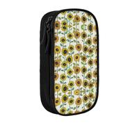 Romantic Sunflowers Print Pencil Case Coin Key Card Bag Purse Large Pen Pouch for Kids Boys School Office
