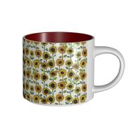 Romantic Sunflowers Printing Large-Capacity Ceramic Mugs, Versatile Cups for Coffee,Tea,Easy to Hold,Perfect for Workspaces
