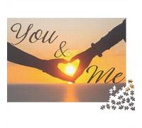 Romantic Sunset Hands 1000 Pieces Puzzles Beautiful View You & Me Sunset Wall Decoration Decompression Jigsaw for Men And Women Challenging Puzzles Jigsaw Puzzles for Adults 38x26cm/1000pcs