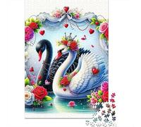 Romantic Swan Floral Paper 1000 Pieces Jigsaw Adults Brain Training Relax Decoration Paper Puzzle 52x38cm/1000pcs