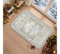Romantic Swan Winter Motif Swans Runner Rug 2x3 | Ornate Floral Borders, Entryway Runner Rug, Intricate Damask Details, Elegant Avian Pair, Seasonal Home Accents