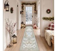 Romantic Swan Winter Motif Swans Runner Rug 2x8 | Ornate Floral Borders, Entryway Runner Rug, Intricate Damask Details, Elegant Avian Pair, Seasonal Home Accents