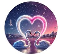 Romantic Swans Jigsaw Puzzles. 1000pcs (67.5x67.5cm) Heart Glowing Fantasy Whimsical Challenge Toy for Educational Games Gifts