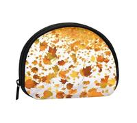 Romantic The Fall of Maple Leaves Mini Zipper Coin Purse, Small Travel Organizer with All-Over Print, Durable Polyester Fabric, Compact Pouch for Coins,Keys