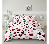Romantic Theme Heart Shaped Pattern Duvet Cover Set Kids, White Bedding Set 120 X 150 Cm Bedroom Collection 3Pcs Cot-Bed Size Duvet Cover Breathable & With Zipper