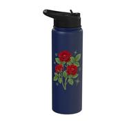 Romantic Three Red Roses Floral Botanical Garden Stainless Steel Insulated Water Bottle
