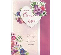 Romantic To The One I Love Greeting Card with Floral Design, 30.5 x 20.3 cm, 8-Page Insert