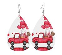 Romantic Truck Heart Balloon Earrings For Women Leather Dangle Lightweight Teardrop Earrings Jewelry For Women