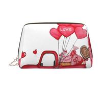 Romantic Truck Heart Balloon Print Women Travel Cosmetic Bag Organizer Zipper Makeup Bags Pouch Toiletry,Lightweight Leather Makeup Bag
