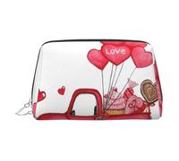 Romantic Truck Heart Balloon Print Women Travel Cosmetic Bag Organizer Zipper Makeup Bags Pouch Toiletry,Lightweight Leather Makeup Bag