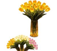 Romantic Tulip Lamp 15 Pcs, LED Artificial Tulip Flowers with Warm Glow, Bendable Stems DIY Flower Bouquet Night Light, for Valentine's Day and Mother's Day Home Dining Table Decor (Yellow)
