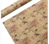 Romantic Unique Nostalgic Paris France Rotary Phone Hearts Architecture Train Boat Plane With Pink bow Wrapping Paper 4 Sheets Folded Flat, Love is Coming On the Way to You Gift Wrap for Lover