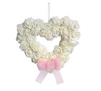 Romantic Valentine Wreath, White Rose Heart Wreath, Romantic Red Shaped Wreaths, Front Door Wedding Party Wreath, Artificial Heart Shaped Wreath Rose, White Heart Wreath for Front Door Decor
