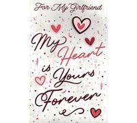Romantic Valentine's Day Card for Girlfriend, Extra Large 30.5 x 20.3 cm, 8-Page Insert with Hearts Design