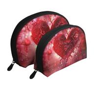 Romantic Valentine's Day Heart Printed Makeup Bags 2-Piece Portable Shell Travel Toiletry Bag Cosmetic Organizer Bag for Women