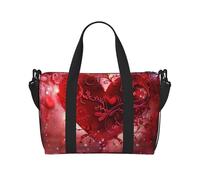Romantic Valentine's Day Heart Printed Travel Bag Duffle Bag for Men Women, Large Water Resistant Gym Bag Weekend Holdall Bag with Shoulder Strap